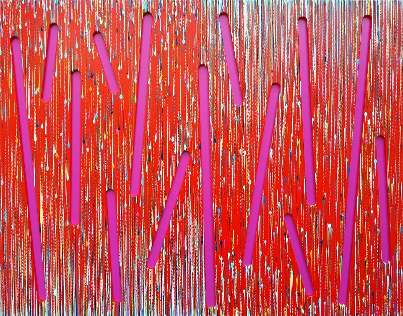 Zeilen im Aufbruch 2025, 70x90, Lack auf Holz, € 2.600